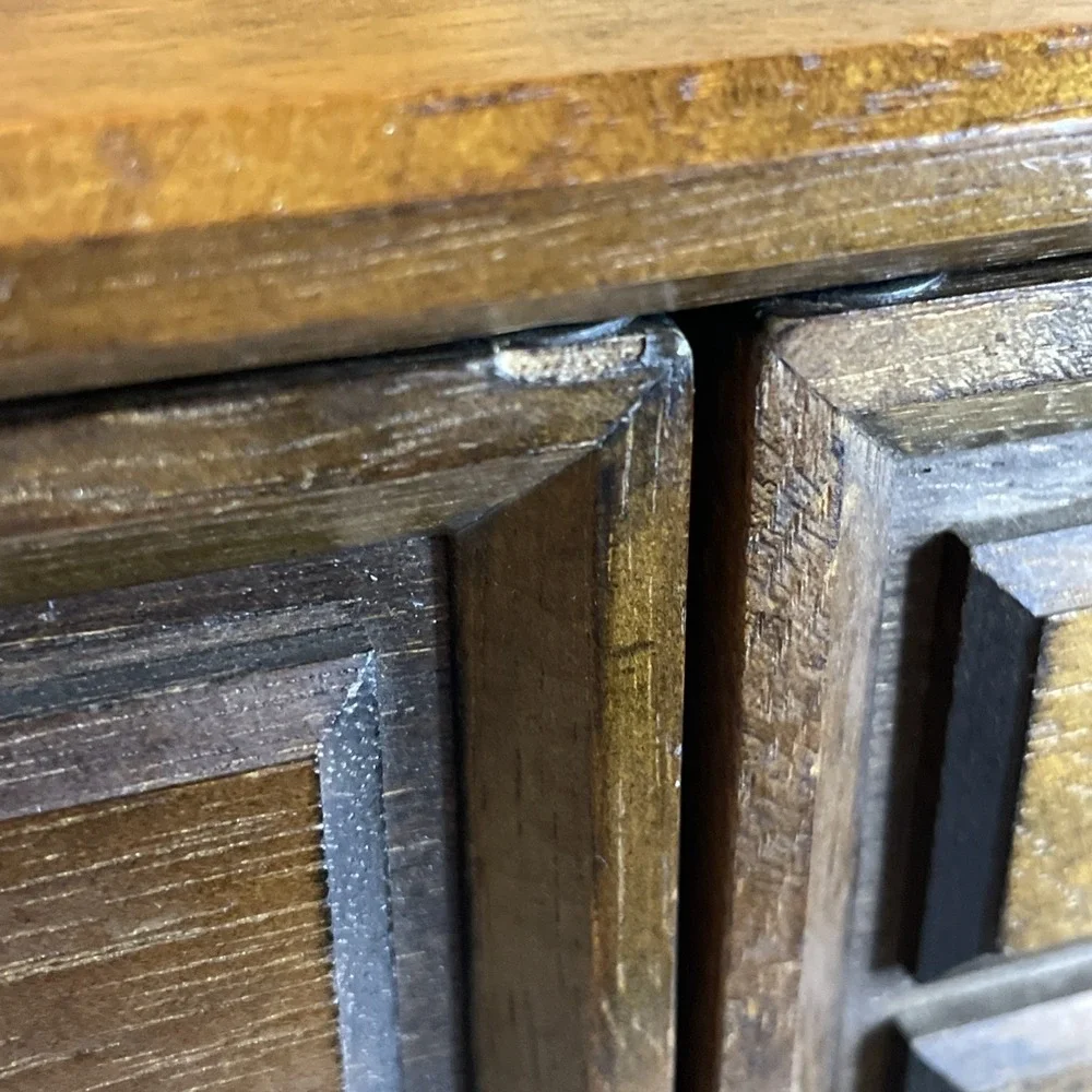Large Wooden Chest Jewelry Box, Swing Open Doors, 6 Drawers, Mele‎ Japan Carved